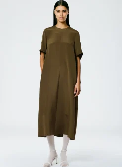 Discount Tibi 4 Ply Silk T-Shirt Dress Wood