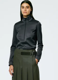 Outlet Tibi Active Knit Slim Sporty Top Navy Fog