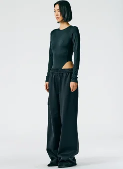 Discount Tibi Active Knit Wide Leg Pull On Pant Black