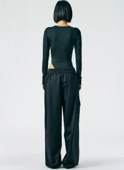 Discount Tibi Active Knit Wide Leg Pull On Pant Black