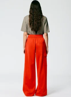 Clearance Tibi Active Knit Wide Leg Pull On Pant Red