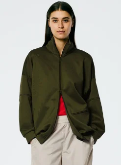 Discount Tibi Active Knit Zipper Detailed Track Jacket Wood