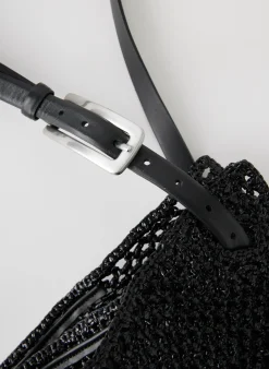 Hot Tibi Aire Libre Mesh Crochet Bag Black