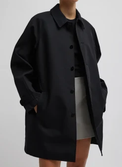 Outlet Tibi Bonded Luxe Twill Carcoat Black