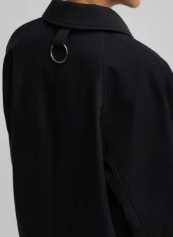 Outlet Tibi Bonded Luxe Twill Carcoat Black