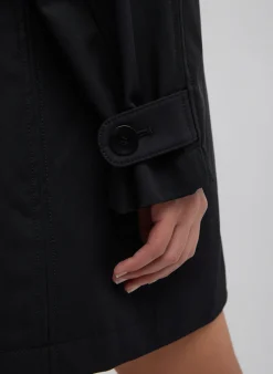 Outlet Tibi Bonded Luxe Twill Carcoat Black