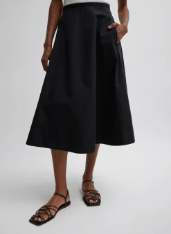 Hot Tibi Bonded Luxe Twill Circle Skirt Black