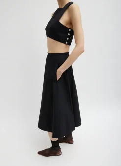 Outlet Tibi Bonded Luxe Twill Square Neck Cropped Top Black