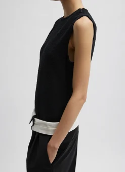 Sale Tibi Boucle Knit Sleeveless Top Black
