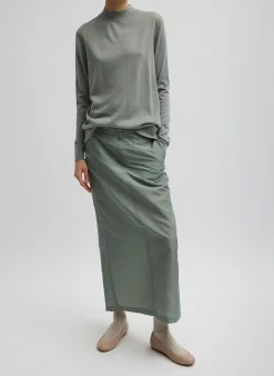Hot Tibi Cashmere Silk Blend Mock Neck Easy Sweater Pumice Grey