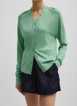 Sale Tibi Cashmere Silk Blend Slim Cardigan Green Tea