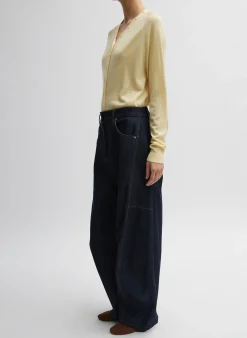 Outlet Tibi Cashmere Silk Blend Slim Cardigan Lemon Ice