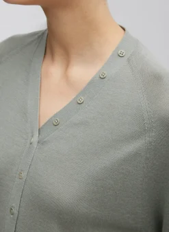 Tibi Cashmere Silk Blend Slim Cardigan Pumice Grey