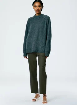 Tibi Cashmere Sweater Crewneck Oversized Pullover Dark Heather Grey