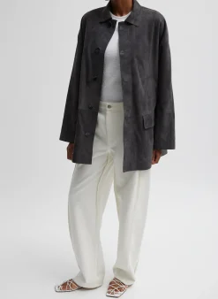 Best Tibi Cassiterite Suede Carcoat Grey
