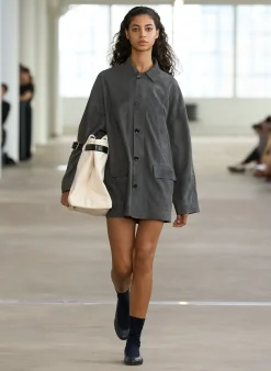 Best Tibi Cassiterite Suede Carcoat Grey