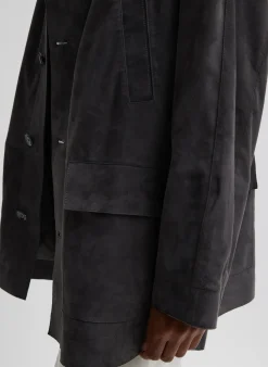 Best Tibi Cassiterite Suede Carcoat Grey