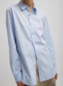 New Tibi Charlie Men's Slim Shirt Blue