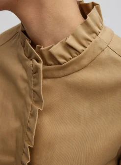 Hot Tibi Chino Holly Bracelet Sleeve Shirt Tan