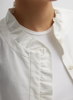 Tibi Chino Holly Bracelet Sleeve Shirt White