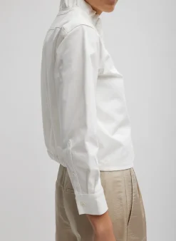 Tibi Chino Holly Bracelet Sleeve Shirt White