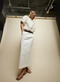 Clearance Tibi Chino Maxi Skirt White