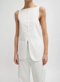 Online Tibi Chino Slit Front Sleeveless Tunic White
