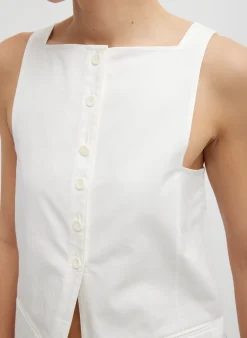 Online Tibi Chino Slit Front Sleeveless Tunic White
