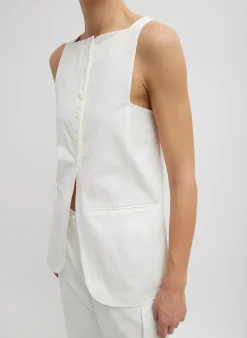 Online Tibi Chino Slit Front Sleeveless Tunic White