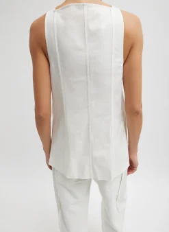 Online Tibi Chino Slit Front Sleeveless Tunic White