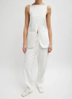 Online Tibi Chino Slit Front Sleeveless Tunic White