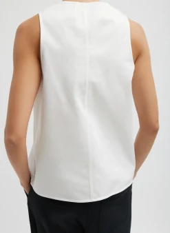 Outlet Tibi Chino Slit Front Sleeveless Top White