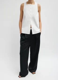 Outlet Tibi Chino Slit Front Sleeveless Top White