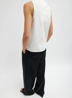 Outlet Tibi Chino Slit Front Sleeveless Top White