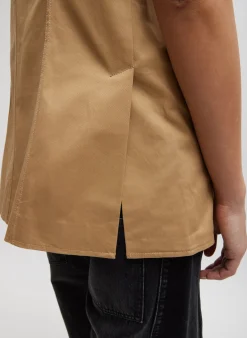 Sale Tibi Chino Slit Front Sleeveless Tunic Tan