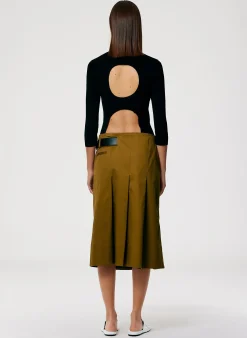 Best Tibi Chino Wide Pleat Wrap Skirt Caramel