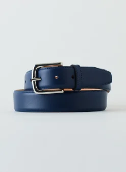 Discount Tibi Classic Men's Leather Belt Ultramarine Blue
