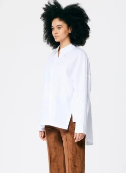 Outlet Tibi Classic Shirting Oversized Gabe Shirt White