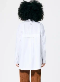 Outlet Tibi Classic Shirting Oversized Gabe Shirt White