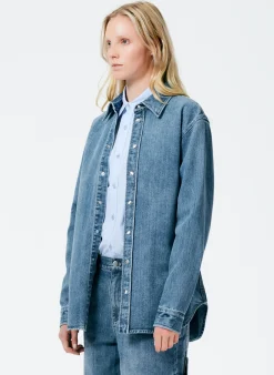 Hot Tibi Classic Wash Denim Easy Shirt Classic Blue