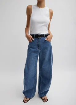 Outlet Tibi Classic Wash Denim Sid Jean Classic Blue