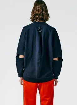 Hot Tibi Cocoon Crewneck Sweatshirt Navy