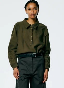 Outlet Tibi Cocoon Crewneck Sweatshirt Wood