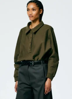 Outlet Tibi Cocoon Crewneck Sweatshirt Wood