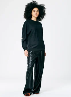 Sale Tibi Cocoon Crewneck Sweatshirt Black