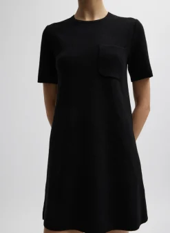 Online Tibi Compact Stretch Cashmere Mini Dress Black