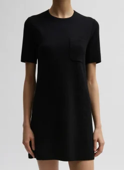 Online Tibi Compact Stretch Cashmere Mini Dress Black