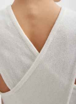 Clearance Tibi Cotton Criss Cross Cropped Sleeveless Sweater White