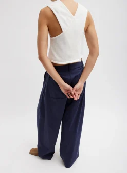 Clearance Tibi Cotton Criss Cross Cropped Sleeveless Sweater White
