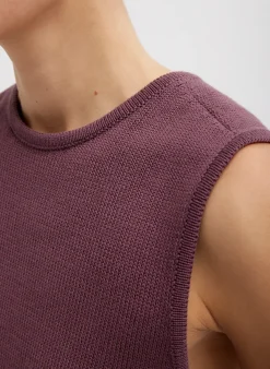 Clearance Tibi Cotton Criss Cross Sleeveless Sweater Cinnamon